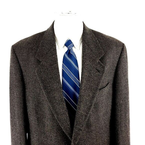 Pierre Cardin Wool Tweed 2 Button Sport Coat 42R Black Green‎ Check Spec - Picture 1 of 10